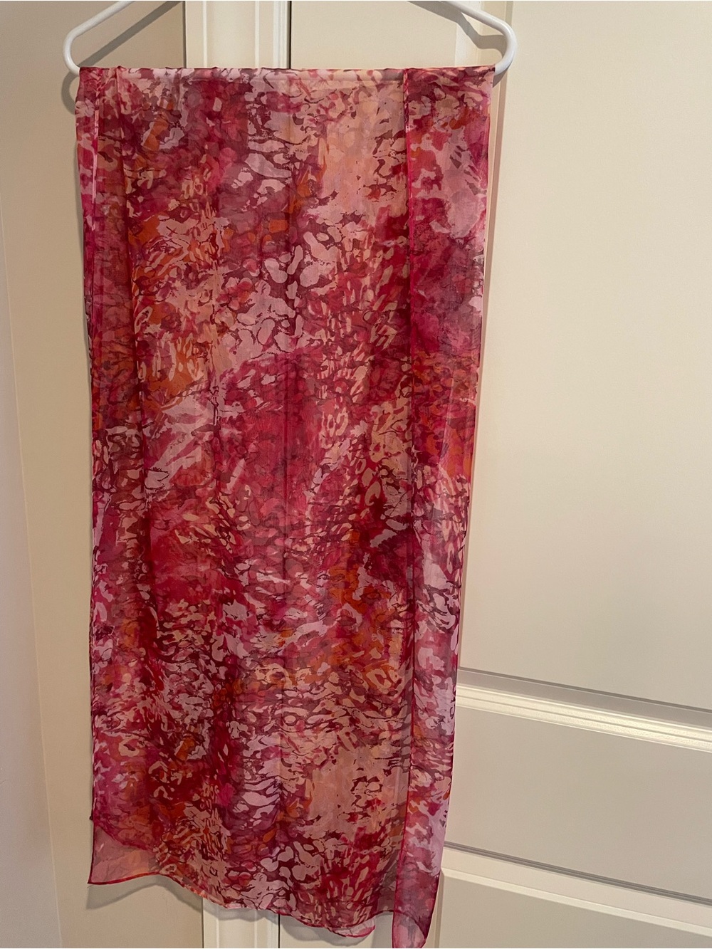 Sheer Pink Floral Print Scarf